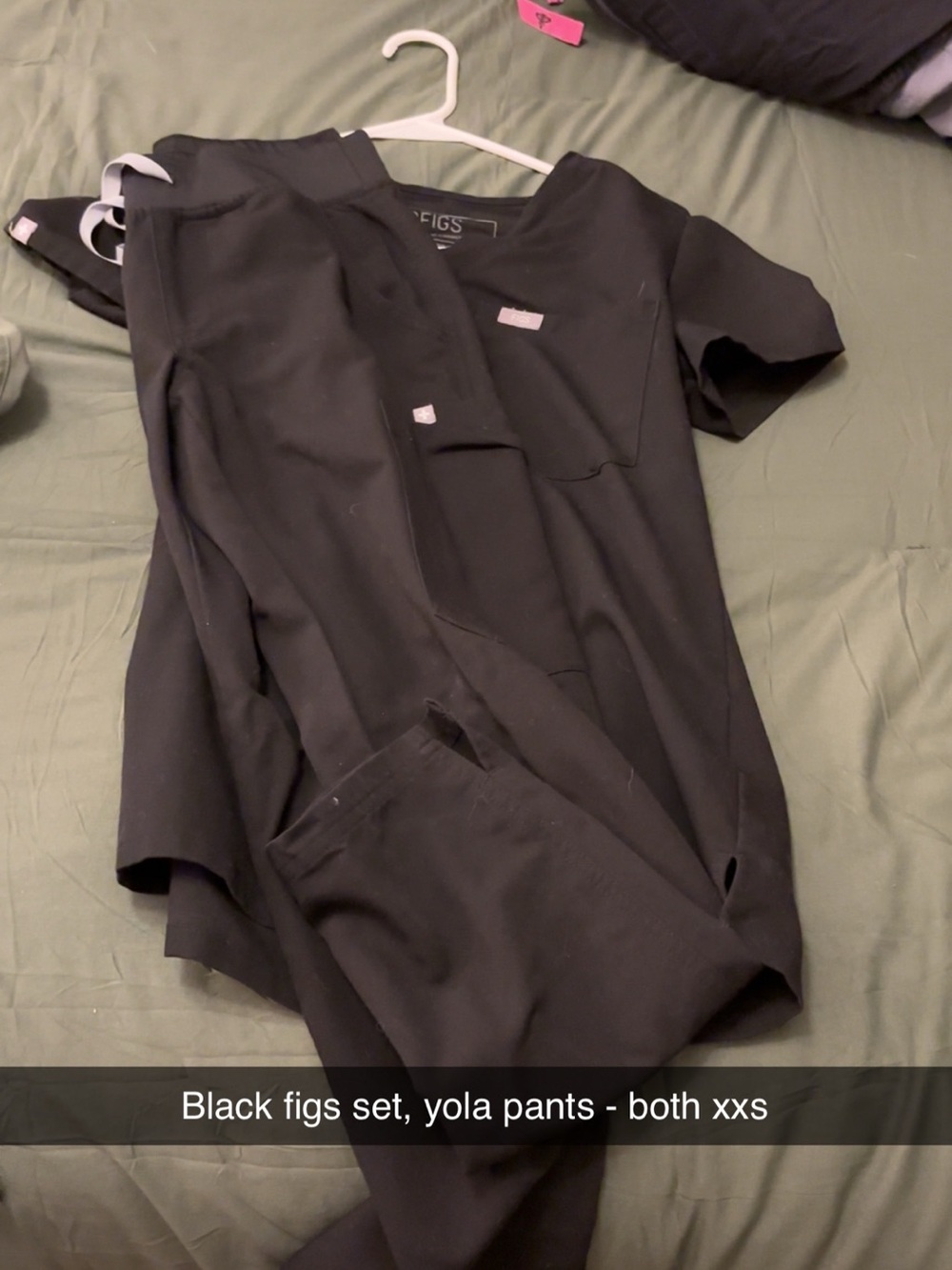 Figs Black Yola Scrub Pants and top